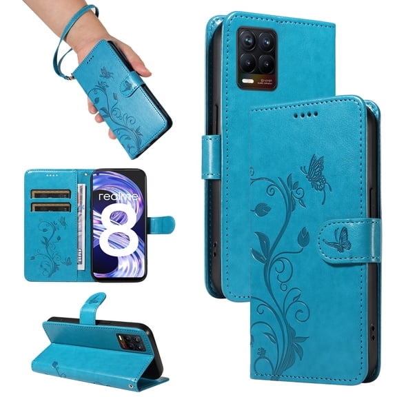 Wallet Phone Cover for Realme 8 Pro 4G, PU Leather Card Slots with Kickstand FunctionWallet Case for Realme 8 Pro 4G