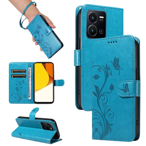 Wallet Phone Cover for vivo Y35 5G, PU Leather Card Slots with Kickstand FunctionWallet Case for vivo Y35 5G