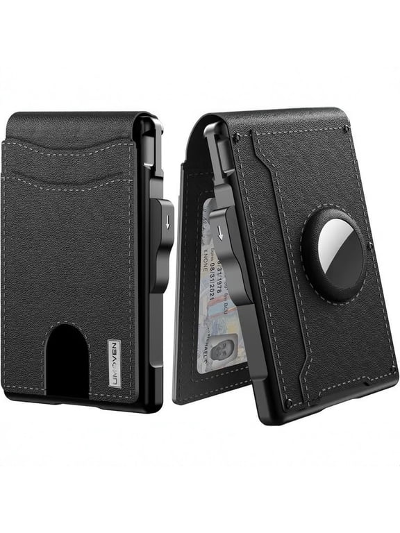 Wallet - With Pop up Aluminum Case Money Clip Slim Leather Slots Credit Card Holder Rfid Blocking Bifold Minimalist Wallets, Trackable Wallets for Men(CXL)