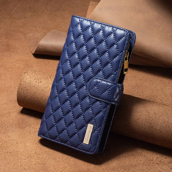 Wallet with [RFID Blocking] [9 Card Slots ] Zipper Pocket iPhone X / XS Premium Soft PU Leather Magnetic Flip Folio with Wrist Strap Kickstand Protective Cover for iPhone X / XS,
Blue