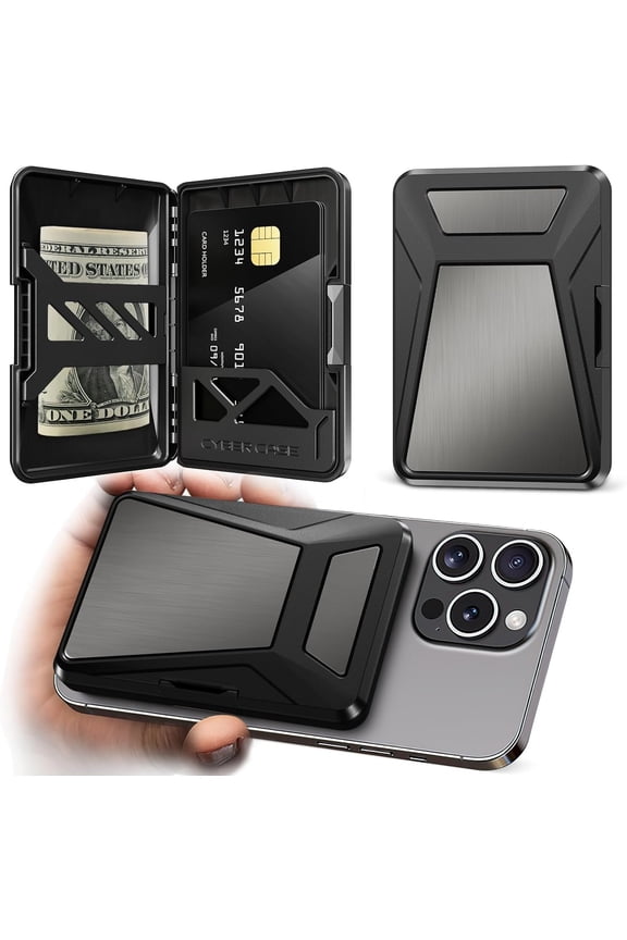 Wallet with RFID Blocking - for MagSafe Phone Wallet for Mens Women, Heavy Duty | Scratch-Resistant | Hold 7 Cards, Stronger  Card Holder for  16/15/14/13/12 Black
