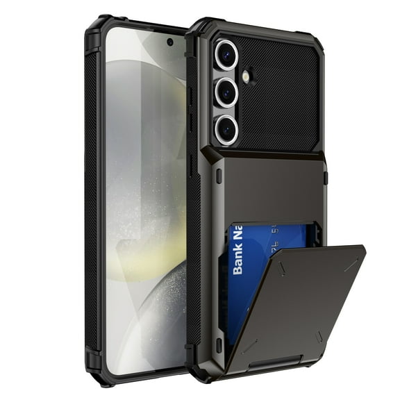 Wallet Rugged Case for Samsung Galaxy S25 Phone, Card Holder Slot Heavy Duty Military Grade Shock Absorption Drop Proof Phone Cover for Samsung Galaxy S25, Gray