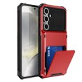 thumbnail image 1 of Wallet Rugged Case for Samsung Galaxy S25 Plus Phone, Card Holder Slot Heavy Duty Military Grade Shock Absorption Drop Proof Phone Cover for Samsung Galaxy S25 Plus, Red, 1 of 10