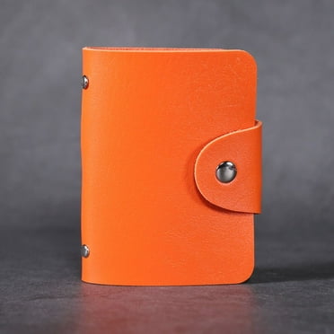 Wallet Simple Solid Color PU Credit ID Card Organizer Pocket Case 24 Slots Bits Card Holder Bag ORANGE