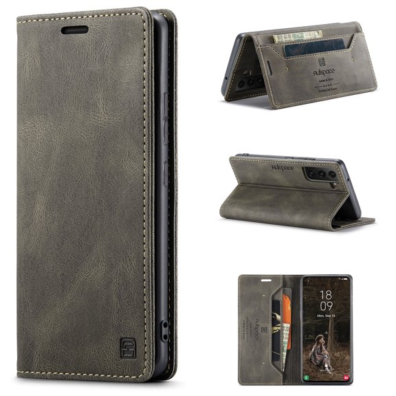 Wallet Stand Case for Samsung Galaxy S22(5G), Galaxy S22 Cover Flip, Allytech RFID Card Slot/Cash Holder Magnetic Folio Shockproof Soft TPU Bumper PU Leather Case for Samsung S22 6.5", Coffee