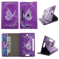 thumbnail image 1 of Wallet Style Folio for Sony Xperia Z3 Compact 8 inch case coby polaroid tablet 8" Slim Fit Standing Protective  lightweight universal PU leather Cash Pocket stand cover Silver Butterfly Purple, 1 of 2