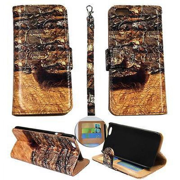 Wallet Tail Deer Kone Camo For Iphone 6 4.7 Syn Leather Folio Dual Layer Interior Design Flip PU Leather case Cover Card Cash Slots & Stand