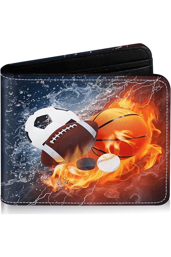 Wallet for Teens, Cool Football Wallet for Boys Ages 12+, Funny Leather Bifold Rfid Blocking, Coin Pocket Id Window for Teen Men Youth Guys Birthday Christmas Gifts