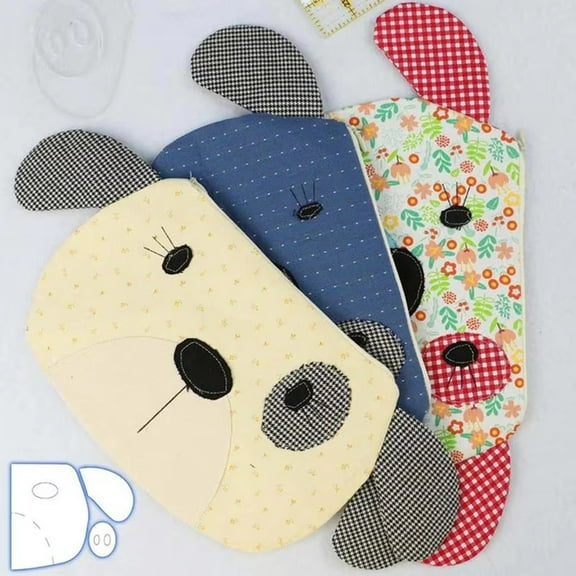 Wallet Templates for Sewing Fabric Acrylic Dog Zippered Pouch Making Template Art Craft Reusable Stencils for Handicraft,1set * Pouch sewing template,Transparent