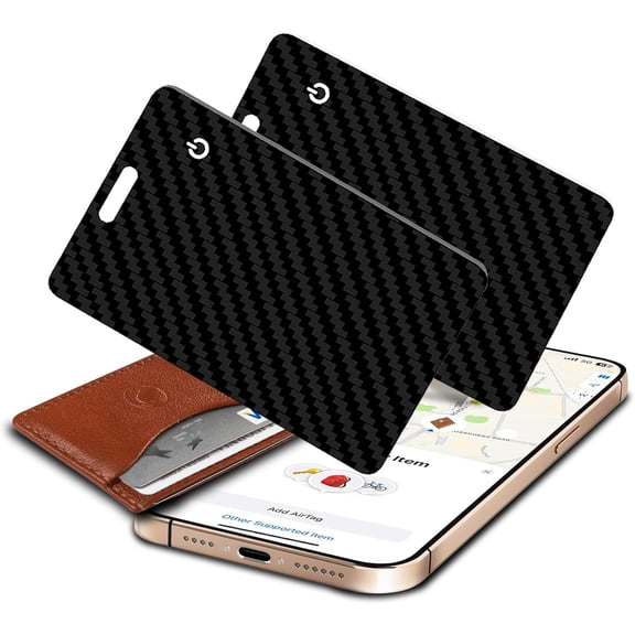 Wallet Tracker Card 2-Pack, Slim Rechargeable Bluetooth Item Locator, Smart Finder Compatible with Apple Find My for Wallet & Luggage, IP68 Waterproof (iOS Only)