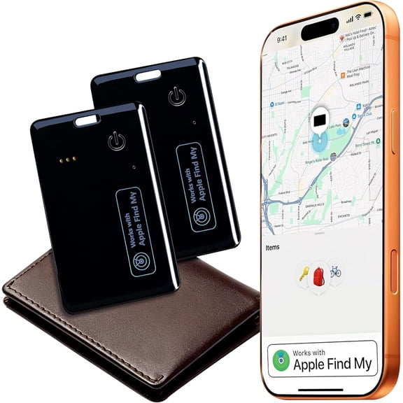 Wallet Tracker Card (2-Pack) - Ultra-Thin Bluetooth Locator Compatible with iOS Find My Network, Credit Card Size Finder for Wallets & Luggage