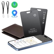 Wallet Tracker Card 2Pack, Bluetooth Tracker with Apple Find MyiOS Only, Rechargeable Thin Smart Card Wallet Finder, Item Finder for Luggage/Passport/Phone/Keys, IP68 Waterproof Black, FCC Approved