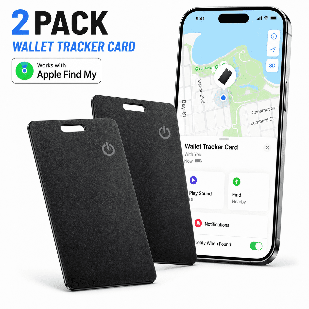 Wallet Tracker Card for Apple Find My, MFi Certified Smart Bluetooth ...