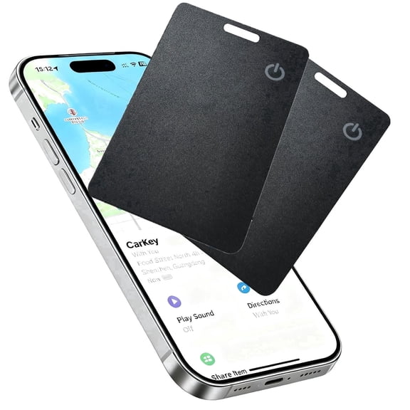 Wallet Tracker Card for Apple Find My, MFi Certified Smart Bluetooth Tracker with Global Precision Tracking, Rechargeable Anti-Stalking Smart Finder for Wallet, Passport, Luggage(2 pack）