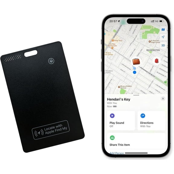 Wallet Tracker Card  Apple MFi Certified, Works with Apple Find My (iOS Only), Rechargeable Slim Tracker, 6-Month Battery, Item Locator for Wallet, Luggage, Passport