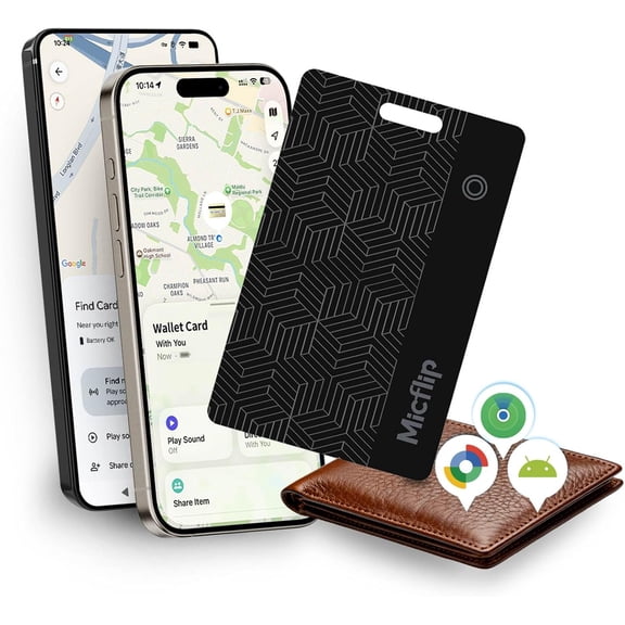 Wallet Tracker Card [Apple MFi Certified] (iOS and Android) Bluetooth Tracker Card, Rechargeable Smart Tracking Card Work with iPhoneAndroid, Keys, Luggage Tags, Passports, Purse(1 Pack)