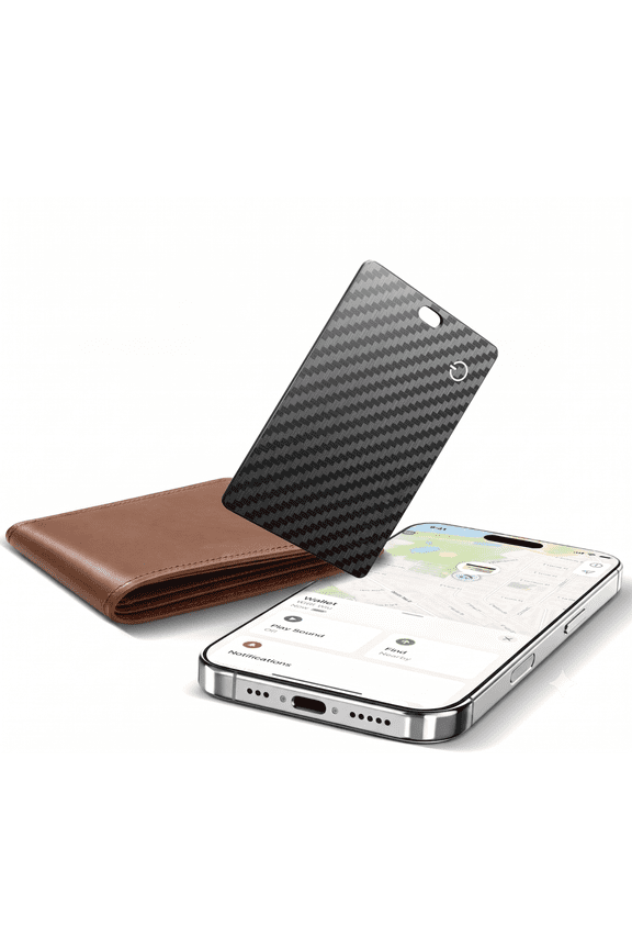 Wallet Tracker Card, Compatible with Apple Find My & Android Dual Systems, Ultra-Thin Bluetooth Smart Item Locator, IP67 Waterproof Slim Finder for Wallets, Keys, Passport & Luggage Tags, Jet Black