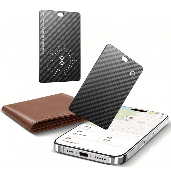 Wallet Tracker Card, Compatible with Apple Find My & Android Dual Systems, Ultra-Thin Bluetooth Smart Item Locator, IP67 Waterproof Slim Finder for Wallets, Keys, Passport & Luggage Tags, Jet Black
