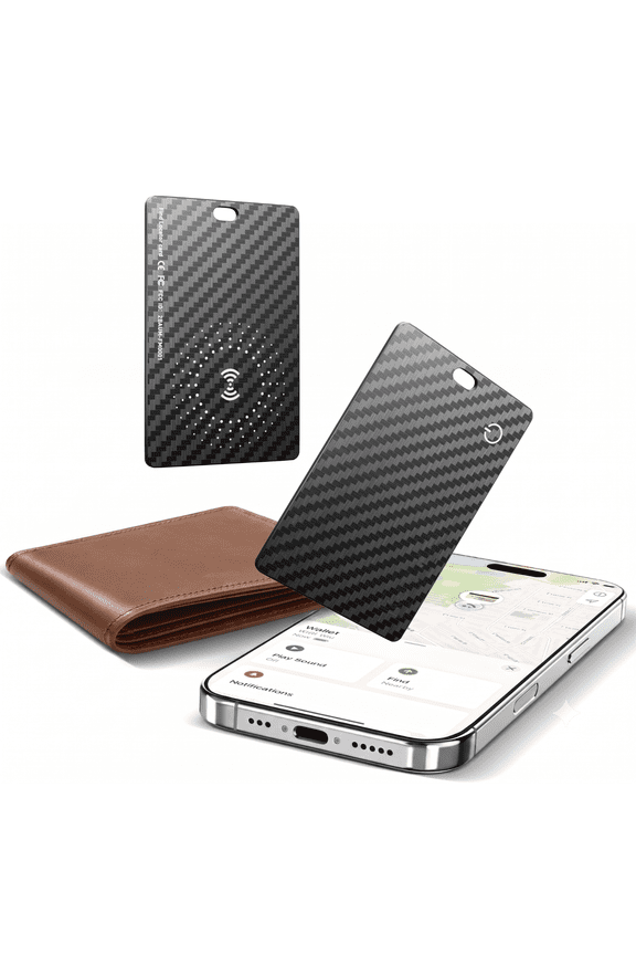 Wallet Tracker Card, Compatible with Apple Find My & Android Dual Systems, Ultra-Thin Bluetooth Smart Item Locator, IP67 Waterproof Slim Finder for Wallets, Keys, Passport & Luggage Tags, Jet Black