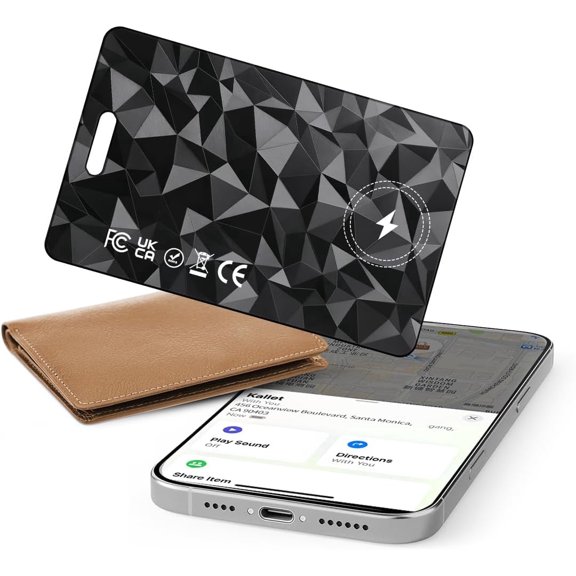 Wallet Tracker Card Compatible with Apple Find My, IP68 Waterproof Thin Bluetooth Locator Smart Card for Wallet, Rechargeable Battery, Passport (iOS Only)