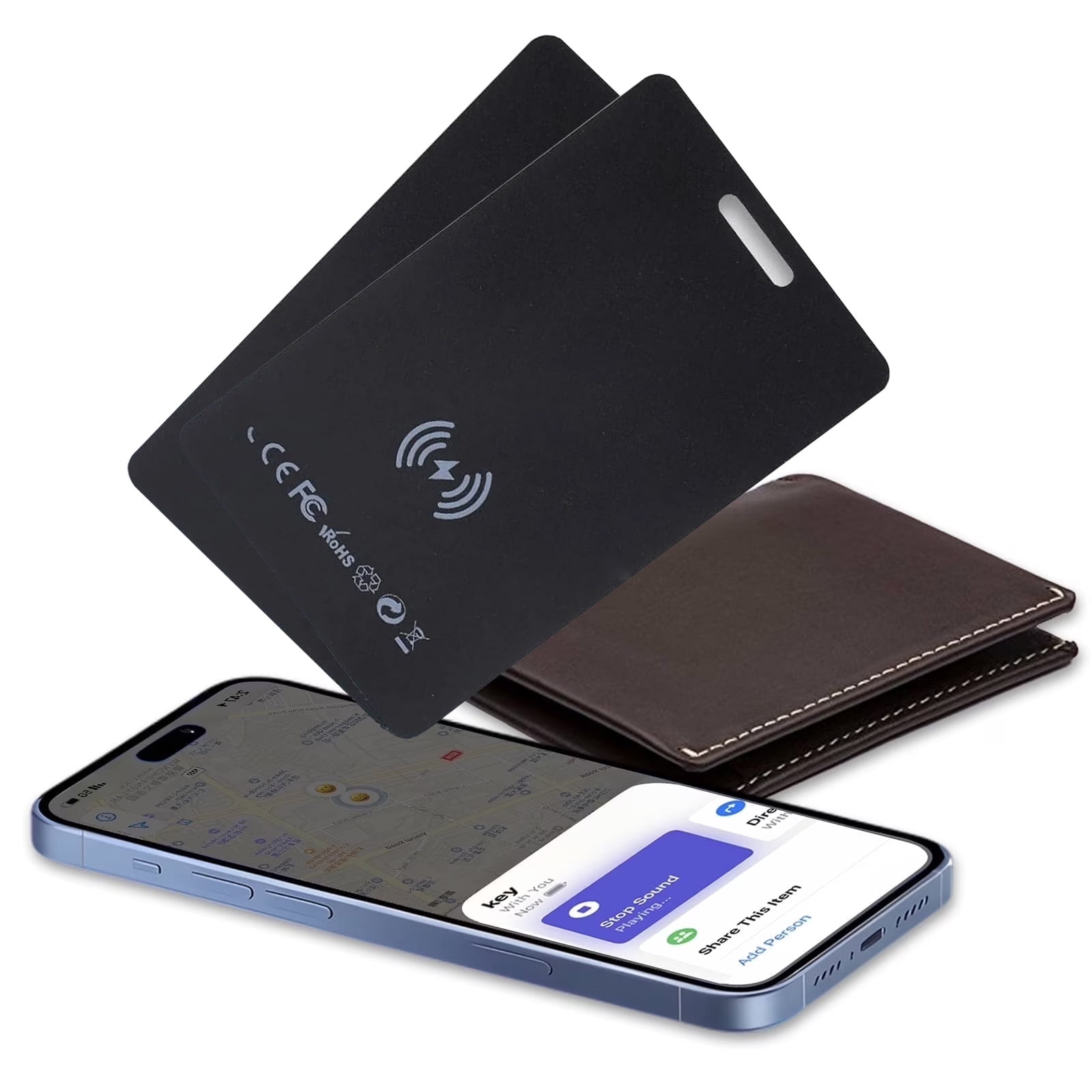 2 Pack Ultra Thin Wallet Tracker Card - Apple Find My Compatible