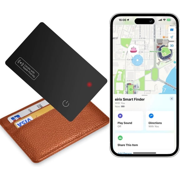 Wallet Tracker Card, Slim Finder Works with Find My (iOS Only), Rechargeable Reusable Wallet Tracker and Item Locator for Luggage, Purse, Card Bag (2)