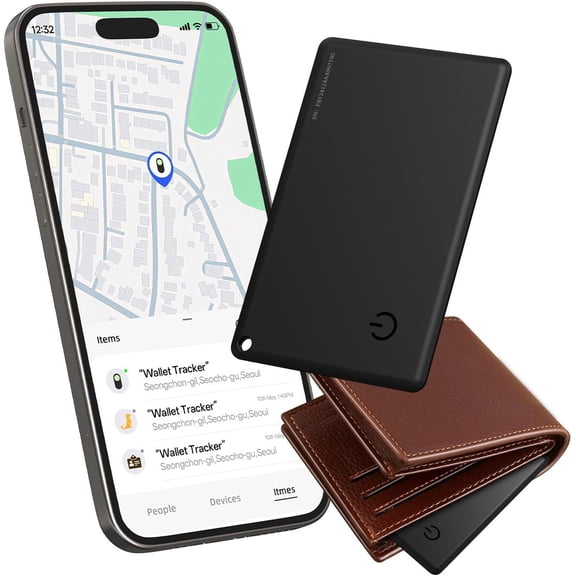 Wallet Tracker Card Work with Find My, Slim ng Card, Smart Card Wallet Tracker, Waterproof and Magnetic Charging, Bluetooth GPS Item Finder for Laptop Passport Backpack (iOS Only)