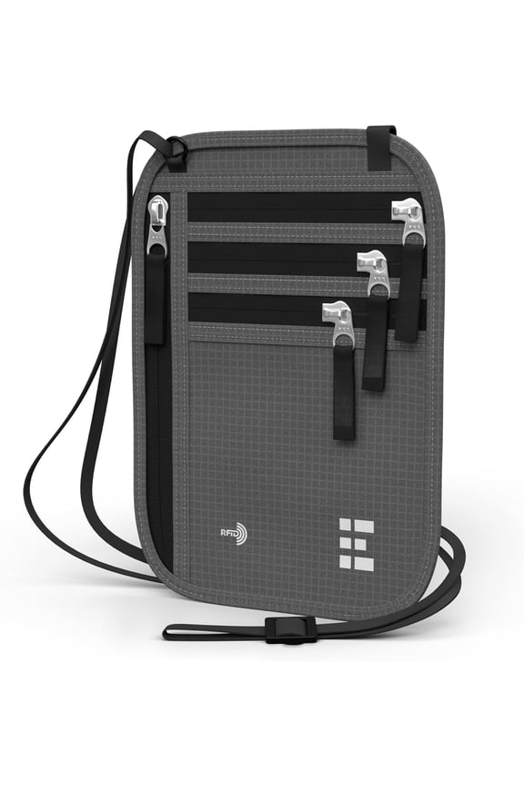 Wallet for Travel & Passport Holder with RFID Blocking - Slim & Easy to  Nylon Travel Pouch for men & women - Holds Phone, , Cards,  -  & Water Resistant - X-Large - Dark Grey