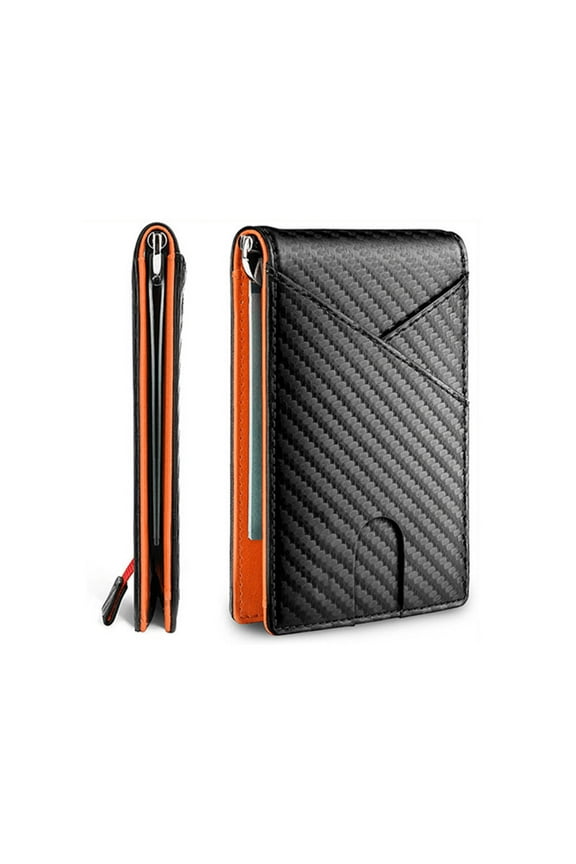 Wallet US Dollar Wallet for Men's Wallet Fiber Leather Business Wallet,Orange,4.3*3*0.4 inch
