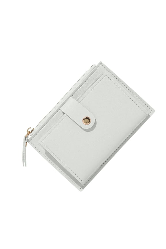 Wallet Women Bifold Snap Closure Top Zipper Pocket Solid Color Slim Lightweight Casual Business Travel Daily Use