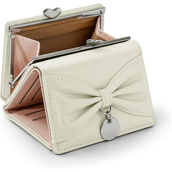 Wallet Women, Bow Trifold Wallets, Small Cute Coin Purse for Woman, Coquette Credit Card Holder and Cash Bag for Ladies
