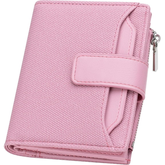 Wallet Women Leather Bifold Womens Wallet RFID Blocking Credit Card Wallets for Women with Zip Coin Pocket (Pink)