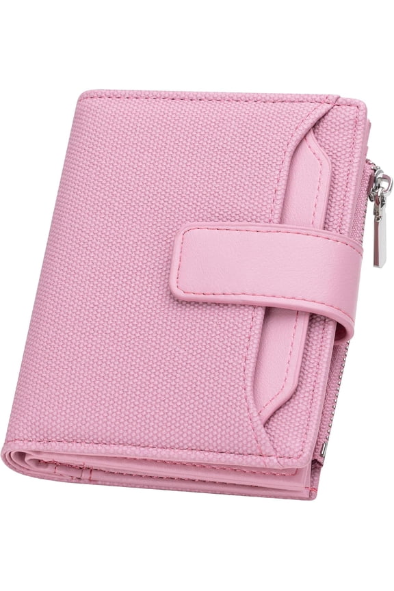 Wallet Women Leather Bifold Womens Wallet RFID Blocking Credit Card Wallets for Women with Zip Coin Pocket (Pink)