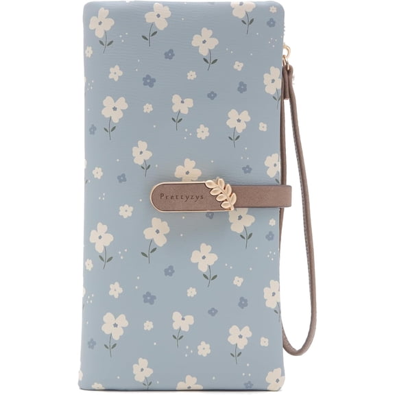 Wallet Women Long Clutch Wristlet Wallet Credit Card Holder with Zipper Coin Purse Ladies Wallet for Women (Black)