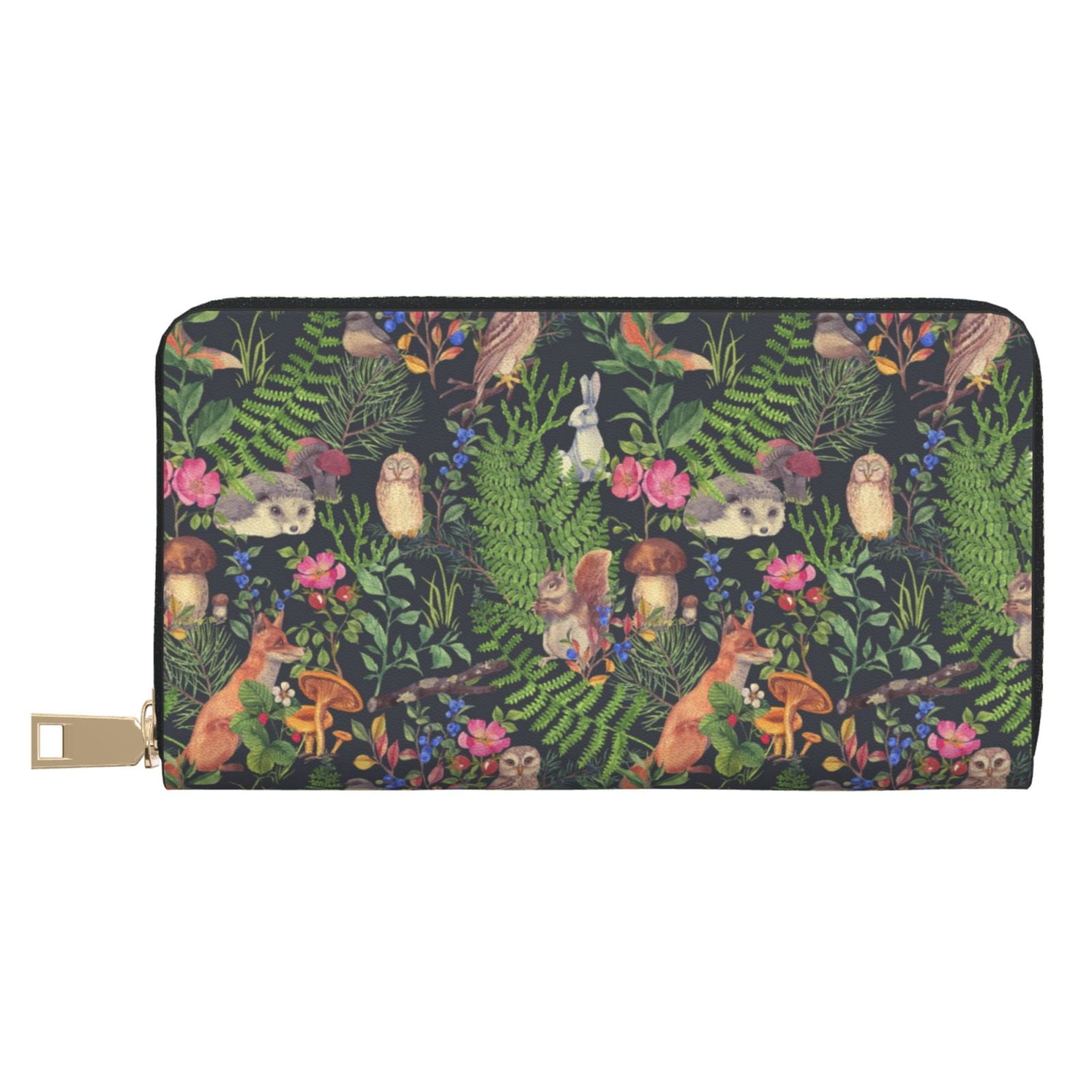 Wallet Women Men - Forest Animals And Plants Long PU Leather Travel ...