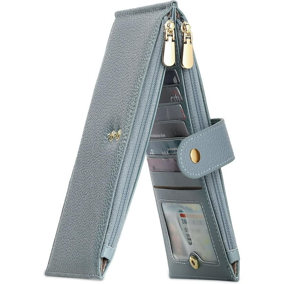 Wallet Women RFID Blocking Leather Large Bifold Multi Card Purse with Zipper Pocke Credit Card Holder