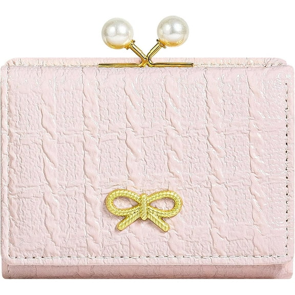 Wallet Women RFID Blocking Trifold Pocket Wallet Multi Card Holder Ladies Purse Cute Wallets for Women&Girls (Pink)