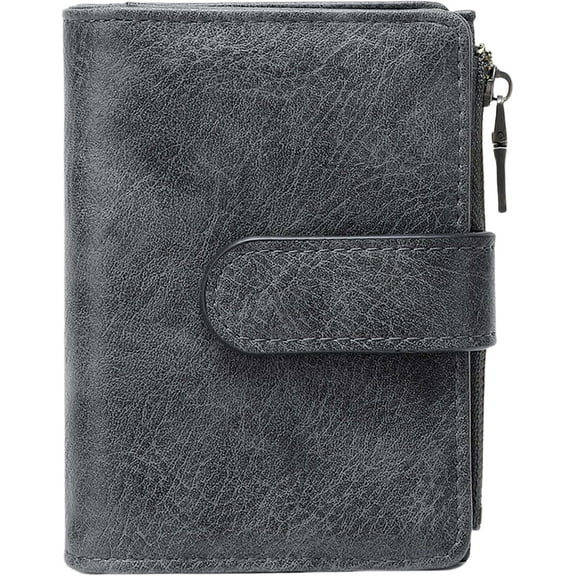 Wallet Women Small Leather RFID Blocking Credit Card Wallet Bifold Compact Ladies Purse with Zipper Coin Pocket