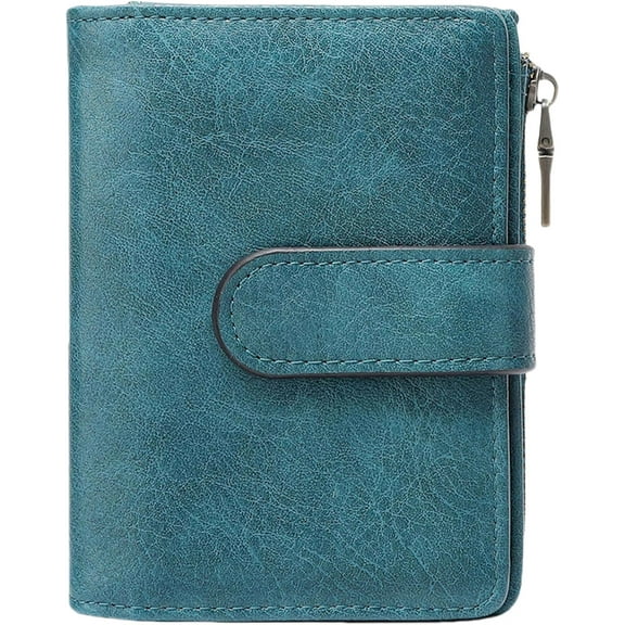 Wallet Women Small Leather RFID Blocking Credit Card Wallet Bifold Compact Ladies Purse with Zipper Coin Pocket