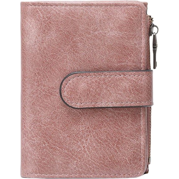 Wallet Women Small Leather RFID Blocking Credit Card Wallet Bifold Compact Ladies Purse with Zipper Coin Pocket
