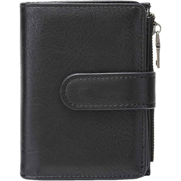Wallet Women Small Leather RFID Blocking Credit Card Wallet Bifold Compact Ladies Purse with Zipper Coin Pocket