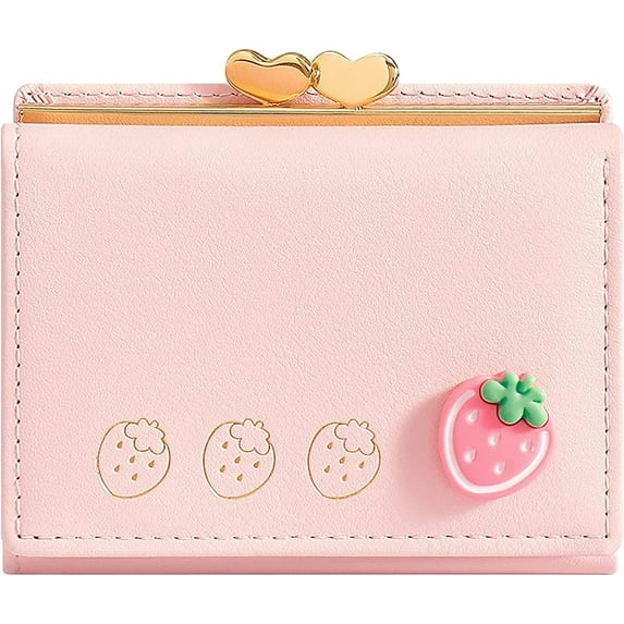 Wallet for Women, Womens Wallet Card Holder, Small Bifold RFID Blocking Purse, Cute Small Leather Pocket Wallet for Women, Girls, Ladies Mini Short Purse (Baby Pink)