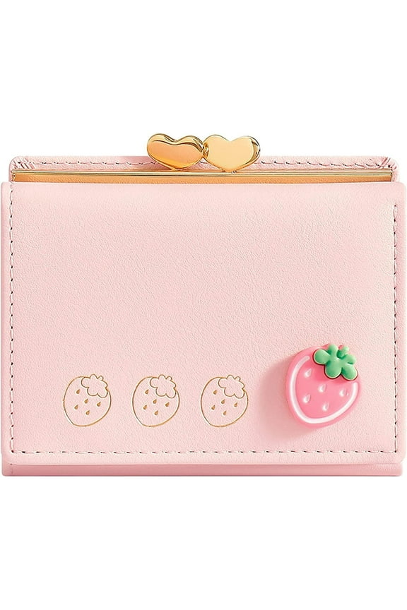 Wallet for Women, Womens Wallet Card Holder, Small Bifold RFID Blocking Purse, Cute Small Leather Pocket Wallet for Women, Girls, Ladies Mini Short Purse (Baby Pink)