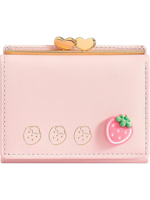 Wallet for Women, Womens Wallet Card Holder, Small Bifold RFID Blocking Purse, Cute Small Leather Pocket Wallet for Women, Girls, Ladies Mini Short Purse (Baby Pink)