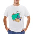 thumbnail image 1 of Wallet-credit-card Vintage T-shirt Mens Cotton Classic Crewneck Short Sleeve Tees Unisex White L, 1 of 2