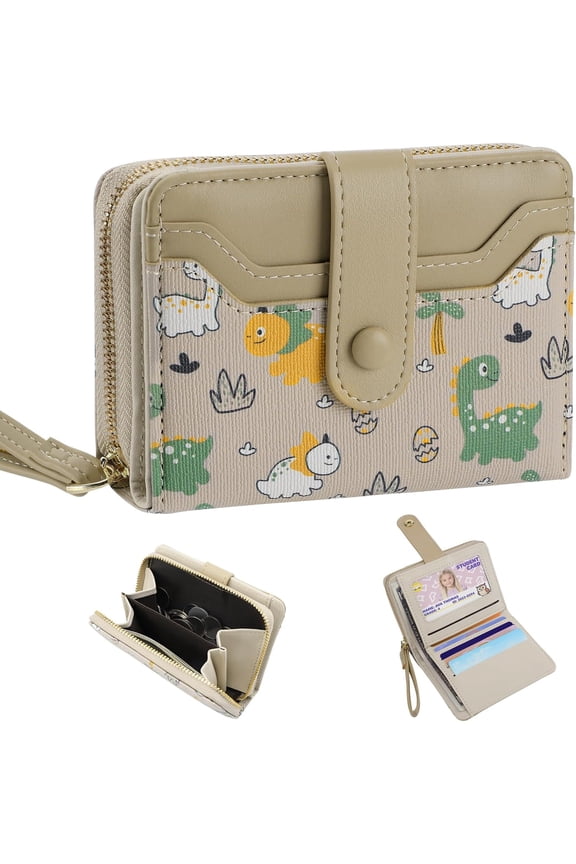 Wallet for Girls- Khaki Vegan Leather Small Purse for Little or Teen Girls Age 6-14 Valentine's Day Gifts