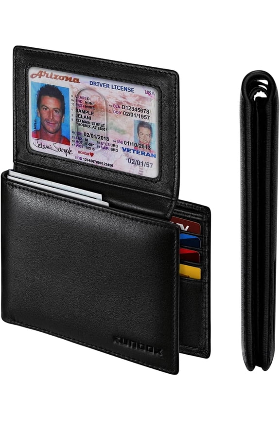 Wallet for Men 12 Cards Mens Wallet Bifold Rfid Blocking with 2 ID Windows Card Holder Wallet with  Box