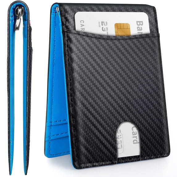 Cshidworld Wallet for Men, 5 Card Slots &1 ID Window With Money Clip, Minimalist RFID Front Pocket, Slim Front Pocket Wallet, Black