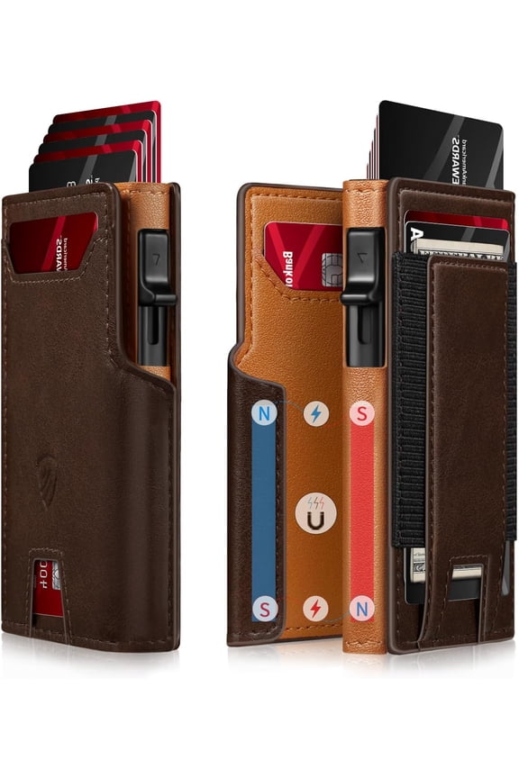 Wallet for Men 9-13 Cards RFID Blocking  Pop Up Card Holder with ID Window & Stretchable  Slot - Minimalist  Mens Wallet, Gifts for Men