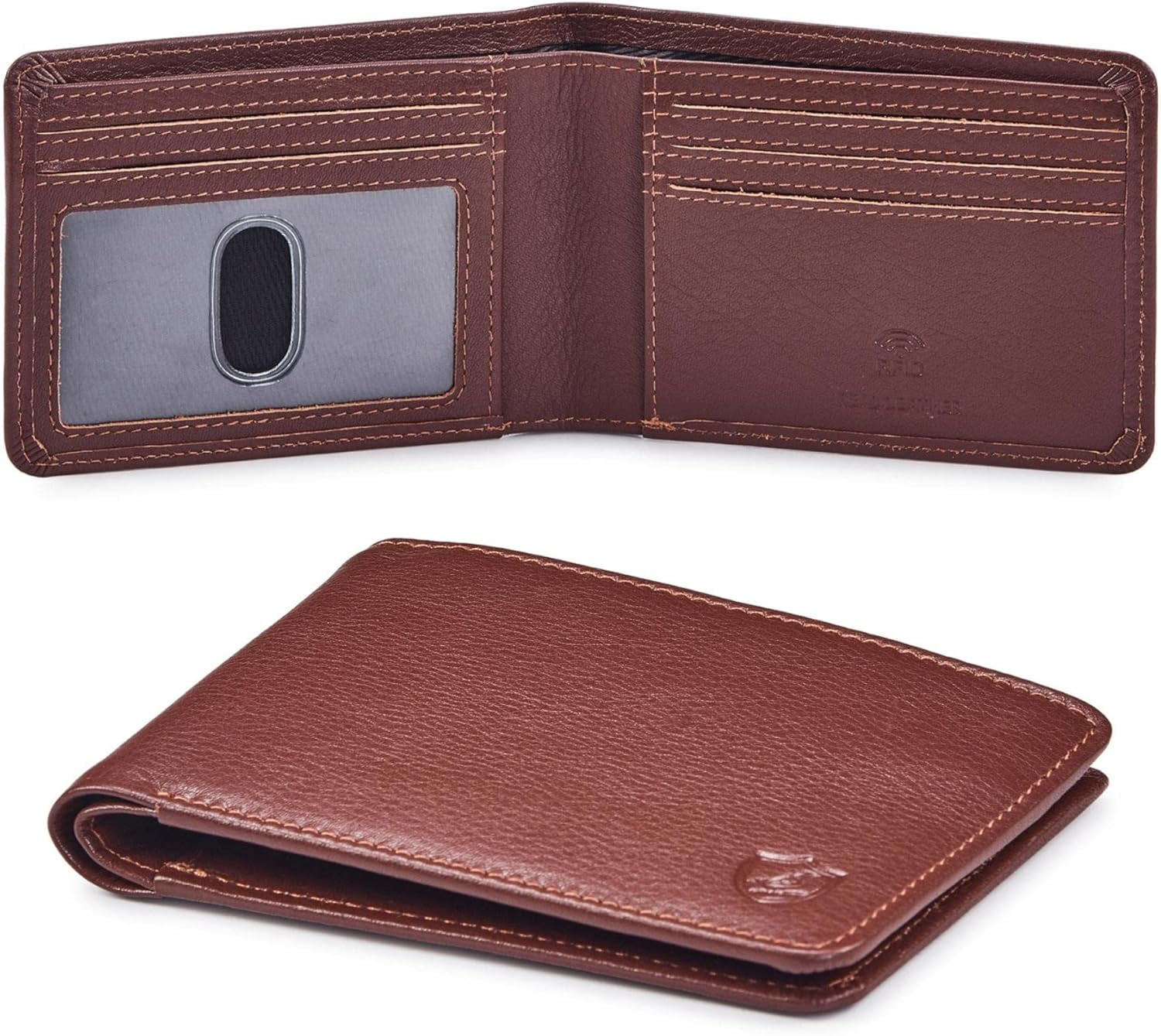 Wallet for Men Bifold Real Leather Blocking Front Pocket Slim & Thin ...